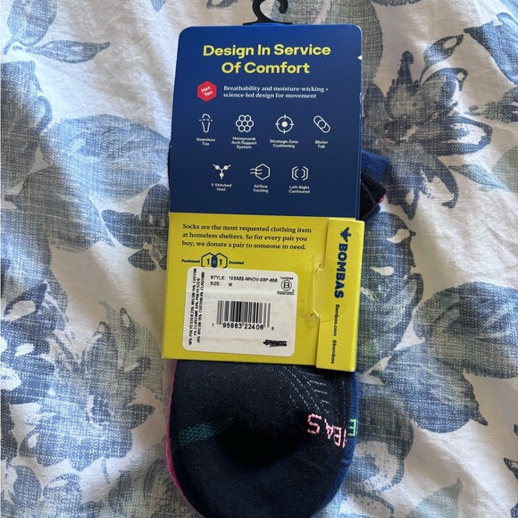 Bombas Athletic Socks in Blue black and Pink - Picture 2 of 2